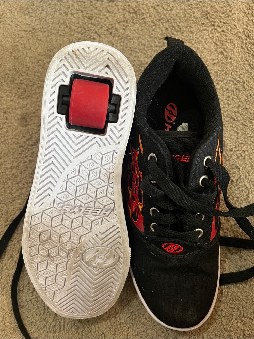 Heelys Black Sneakers with Red Flame Accents